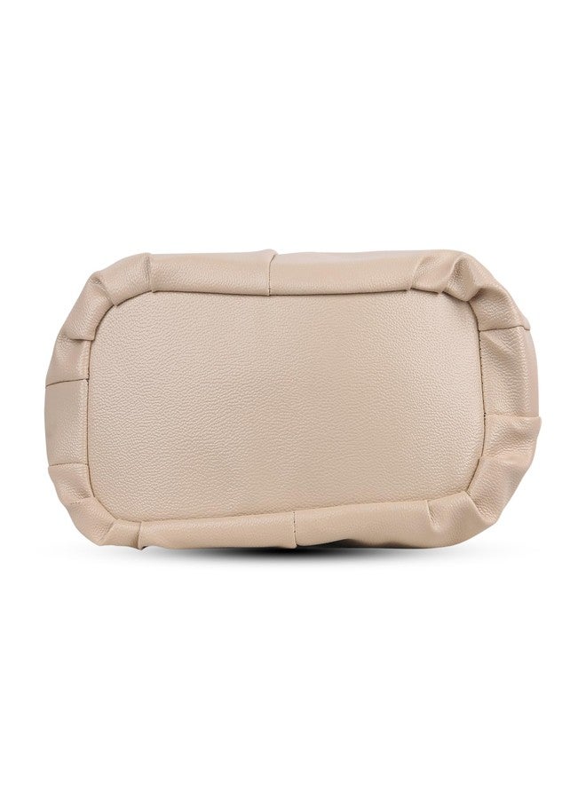 Dcozi Casual & Stylish Hobo Bag for Women & Girls- Soft Pleated PU Leather Shoulder Handbag with Zipper Closure | For Use Office & Everyday Purse (TB16) (Beige) - Image 5